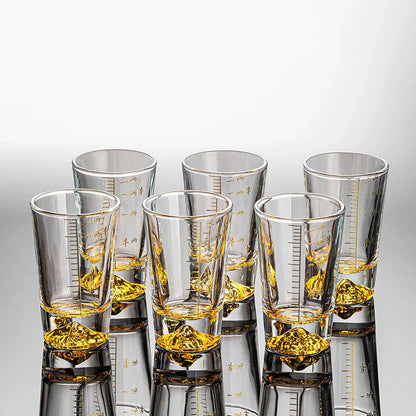 DecorBites™ Clear Glass Liquor Cup Set 2oz Chinese Spirit Drinking Glasses with Graduated Line