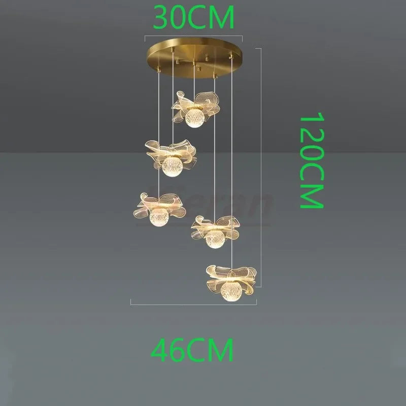 DecorBites™ Butterfly LED Chandelier Copper Pendant Light for Bedroom Living Room Decoration