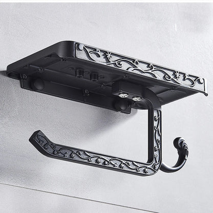 DecorBites™ Aluminum Toilet Paper Holder with Phone Rack and Hook