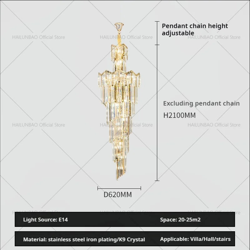DecorBites™ Crystal Chandelier: European Villa Hotel Luxury Hollow Building Middle Floor Lighting