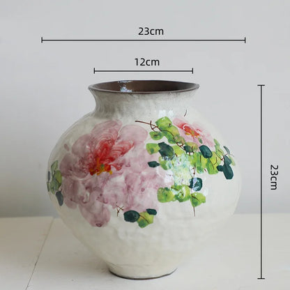 Jarrón de Flores en Acuarela China Hecho a Mano™ Decorativo Retro de Cerámica