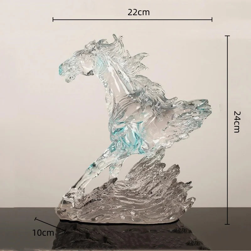 DecorBites™ Clear Horse Resin Sculpture Decorative Figurine Home Decoration