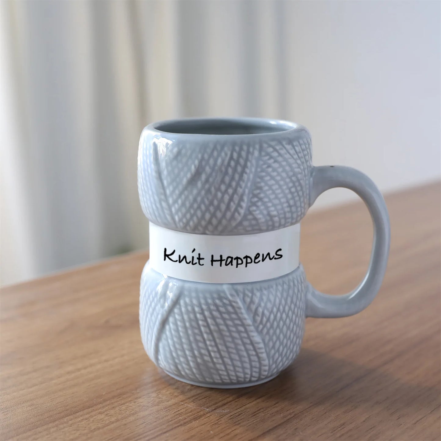 1pc 425ml Unique Knit Style Ceramic Coffee Mug Insulated Funny Gift for Family Holiday Tea Cup Gift Summer and Winter Drinkware