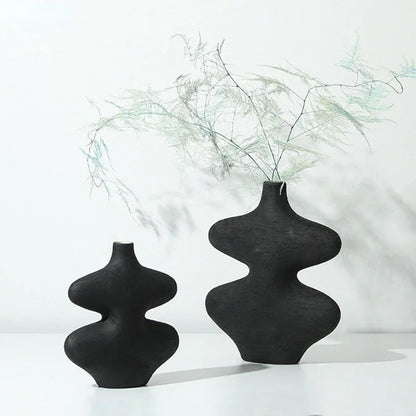 مجموعة مزهريات سيراميك هندسية من DecorBites™ باللونين الأسود والأبيض، تنسيقات زهور يدوية لديكور المنزل