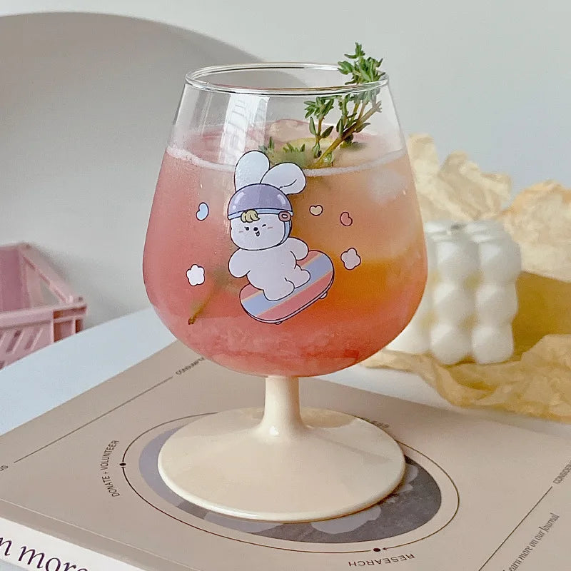 Decorbites™ Cáliz de cristal Kawaii Rabbit: Vaso de jugo lindo para niñas