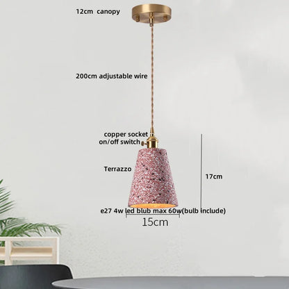 DecorBites™ Black Terrazzo Stone LED Pendant Lamp Modern Nordic Hanging Lights