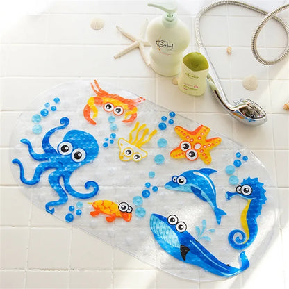 Decobites Kids PVC Bathroom Mat with Suction Cups and Drainage in 12 Colors