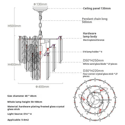 Lámpara colgante de cristal DecorBites™ para dormitorio: Iluminación de cristal de lujo de diseño para la sala de estar