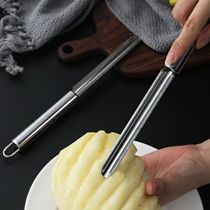 مجموعة تقطيع وتقشير الفاكهة من ديكوربايتس™ - مقشرة ومجرفة من الفولاذ المقاوم للصدأ مانعة للانزلاق