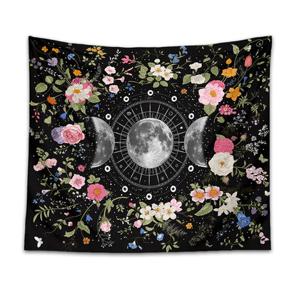 Bohemian Botanical Triple Moon Tapestry by Decobites