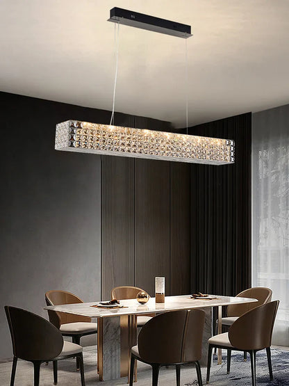 DecorBites™ Crystal Chandelier: LED Ceiling Dining Room Lighting for Long Table Decor