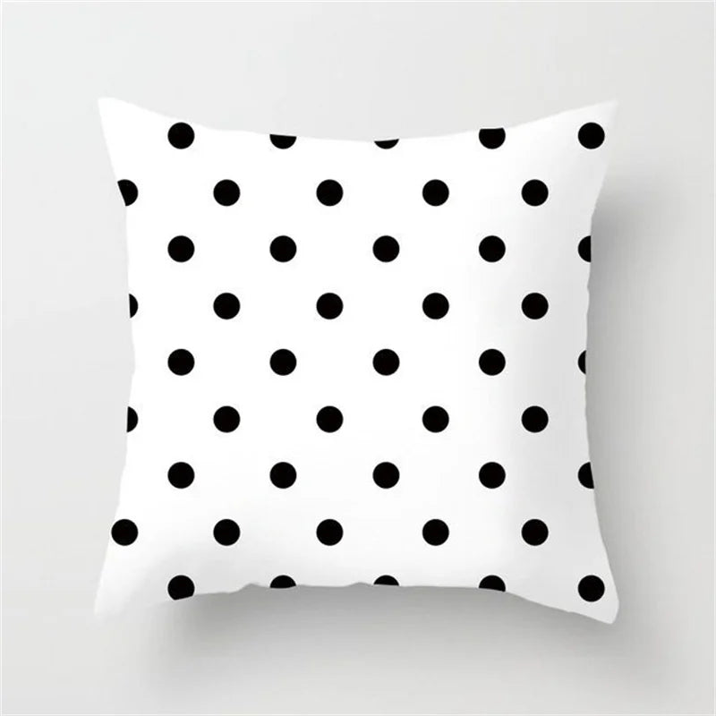DecorBites™ Heart Stripe Pillow Cases | Black & White Polyester Cushion Covers