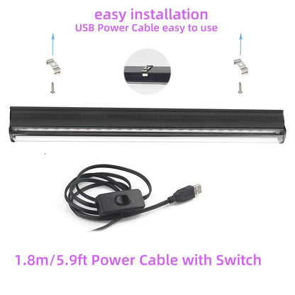 DecorBites™ LED Black Light 6W: 395nm T5 UV Blacklight Bar for Glow Halloween Decor