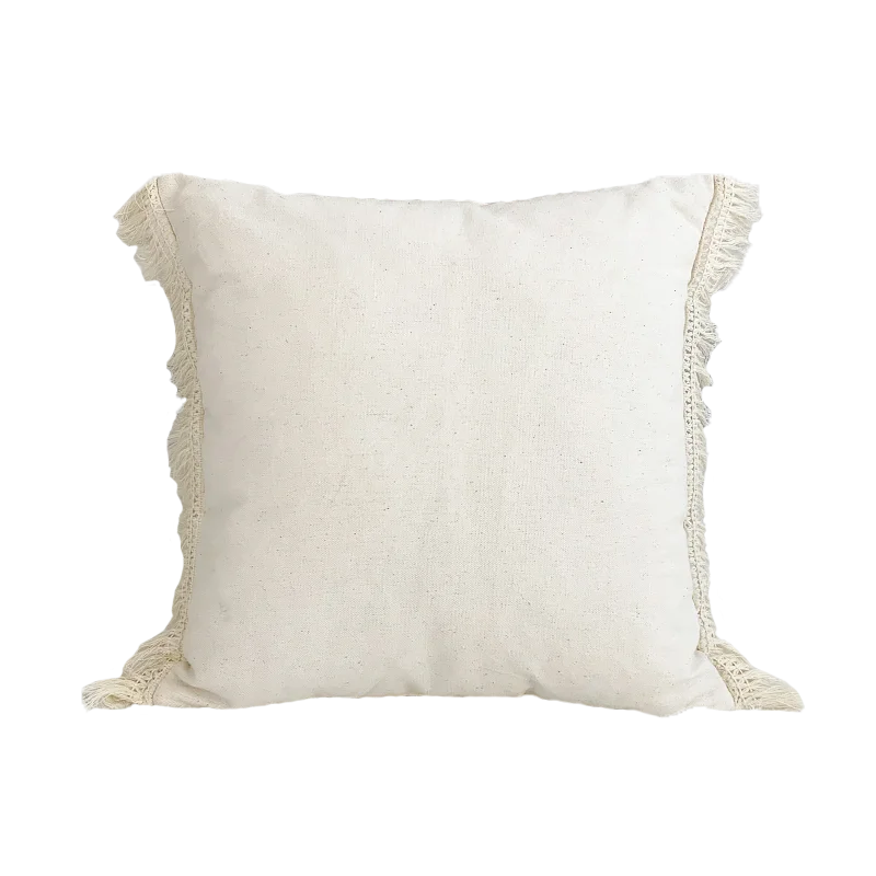 DecorBites™ Boho Style Beige Linen Cushion Cover with Tassels for Home Decor