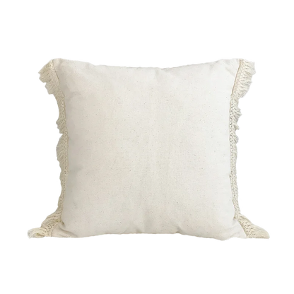 DecorBites™ Boho Style Beige Linen Cushion Cover with Tassels for Home Decor