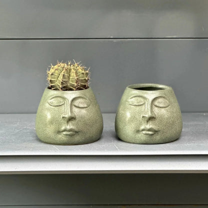ديكور بايتس™ - مزهرية خزفية بتصميم وجه تجريدي - منفضة سجائر - نباتات - إكسسوارات ديكور منزلي