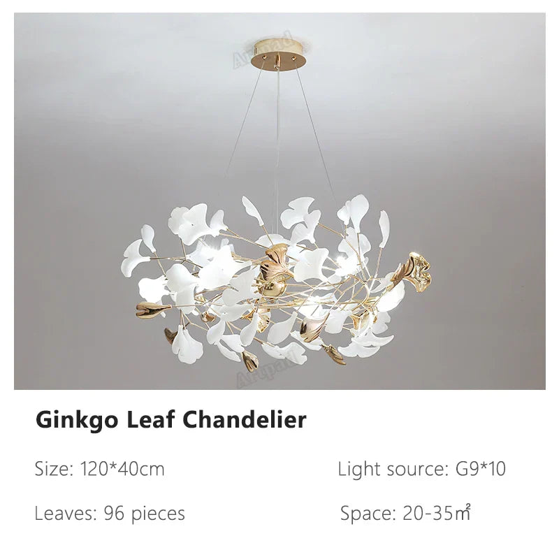 ثريا أوراق الجنكة من ديكوربايتس™: مصباح معلق فاخر على الطراز الاسكندنافي للفنادق والسلالم وغرف المعيشة