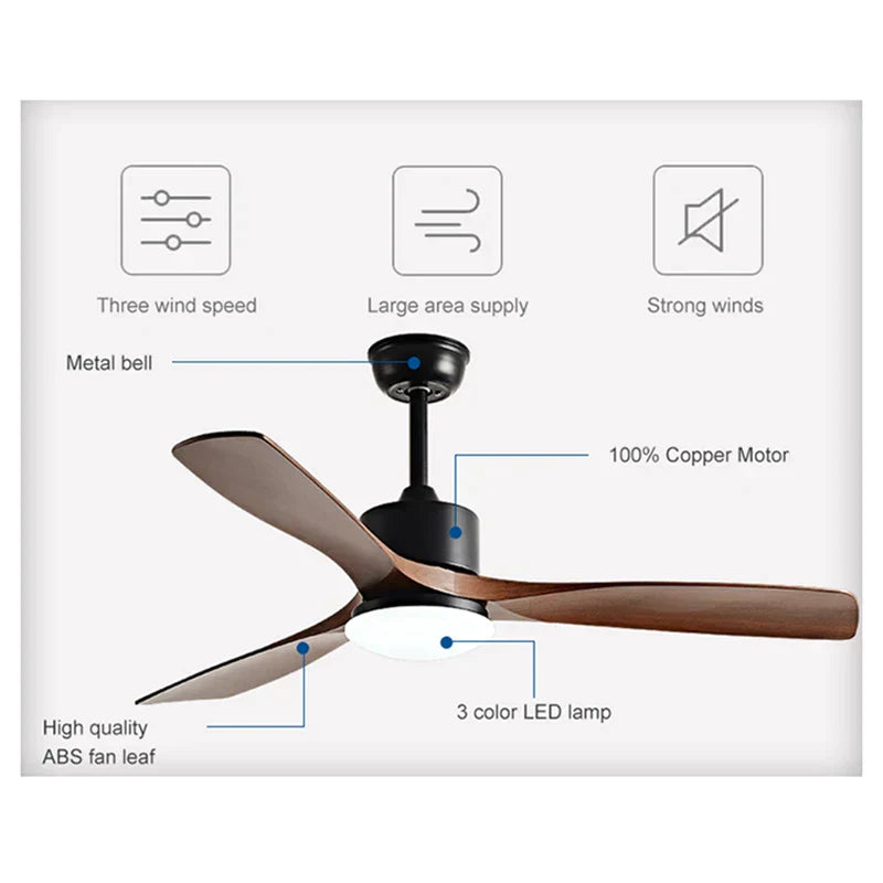 DecorBites™ Black Walnut Grain Ceiling Fan with LED Light & Remote Control