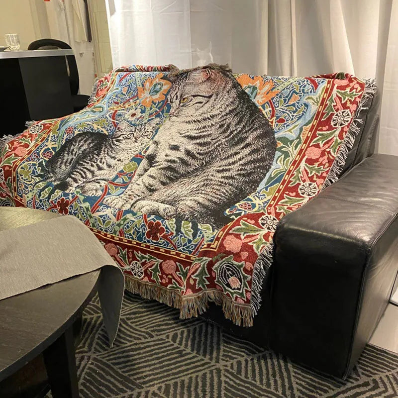 DecorBites™ Cat Oil Painting Blanket - Cozy Home Decor Throw & Bed Cover