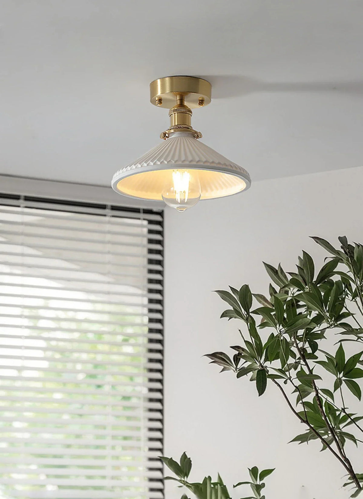 Decorbites™ Lámpara de techo de cerámica japonesa para iluminación de cocina y comedor, lujosa lámpara de techo LED