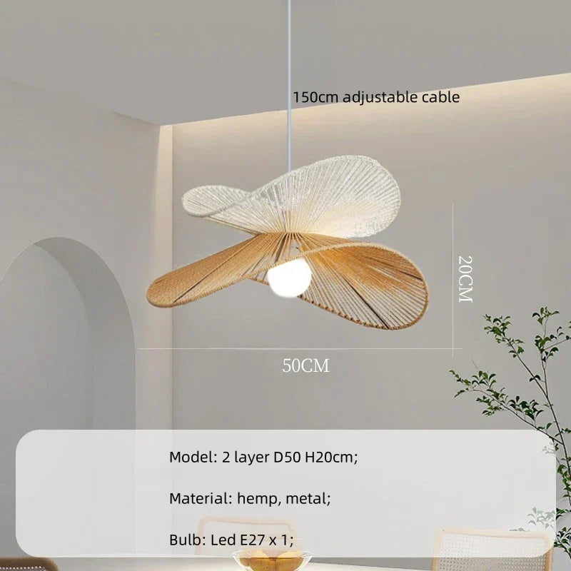 DecorBites™ Hemp Pendant Lights: Wabi Sabi LED Indoor Lighting Fixtures