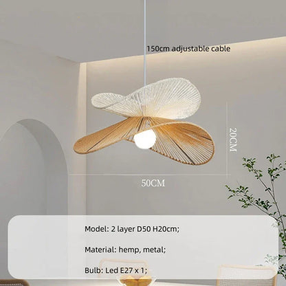 DecorBites™ Hemp Pendant Lights: Wabi Sabi LED Indoor Lighting Fixtures
