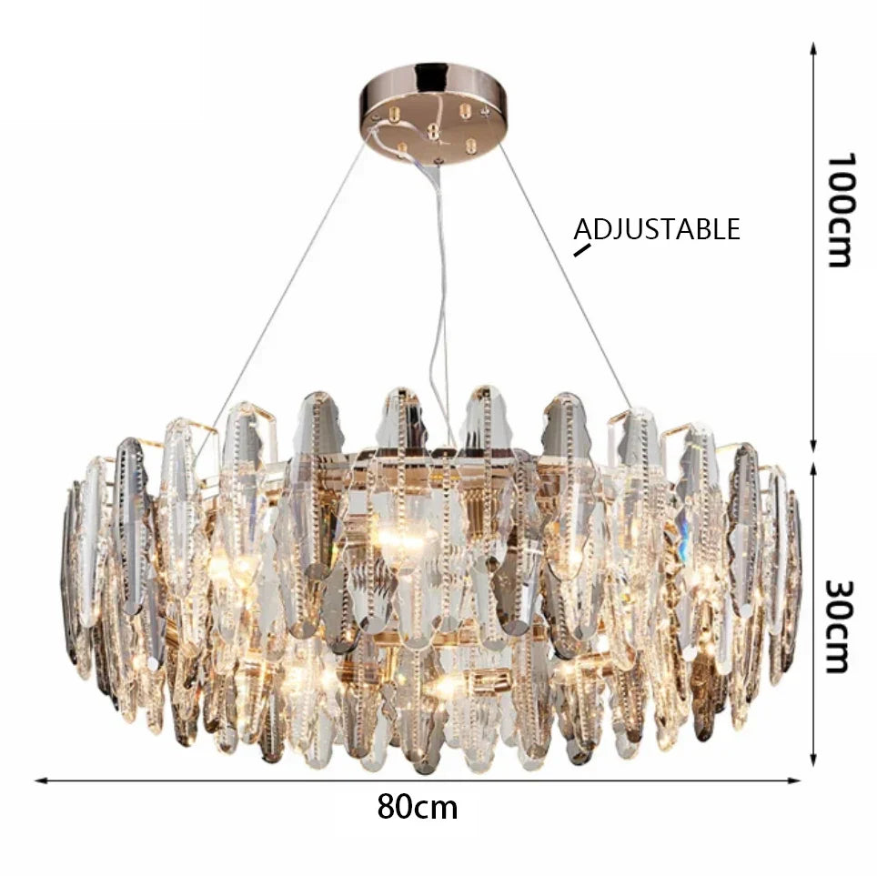 DecorBites™ LED Leaf Chandelier: Modern Living Room Decor Lighting for Duplex Rotating Stairs