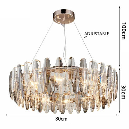 DecorBites™ LED Leaf Chandelier: Modern Living Room Decor Lighting for Duplex Rotating Stairs