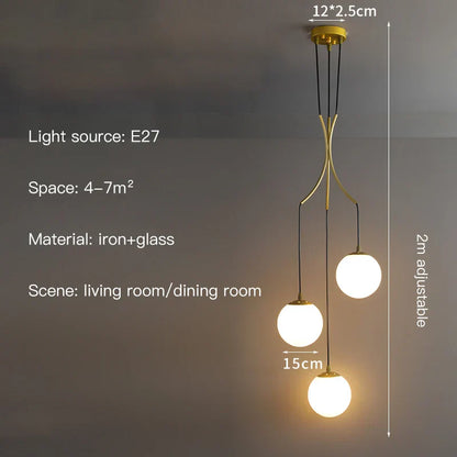 Lámpara de araña LED con bola de cristal DecorBites™, decoración moderna y minimalista para escaleras de villas tipo loft.