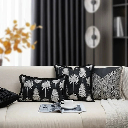 DecorBites™ Black & White Light Luxury Designer Pillow Cover - Living Room & Hotel Sofa Décor