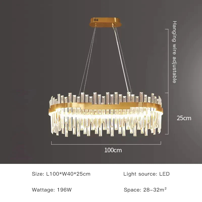 DecorBites™ Gold Full Spectrum Crystal Chandelier for Living, Dining & Bedroom