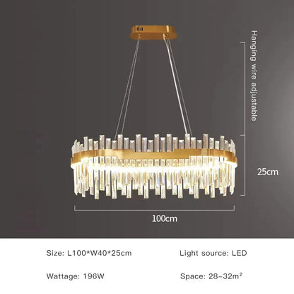 DecorBites™ Full Spectrum Gold Crystal Chandelier: Modern Luxury for Living Room, Bedroom, Dining Room