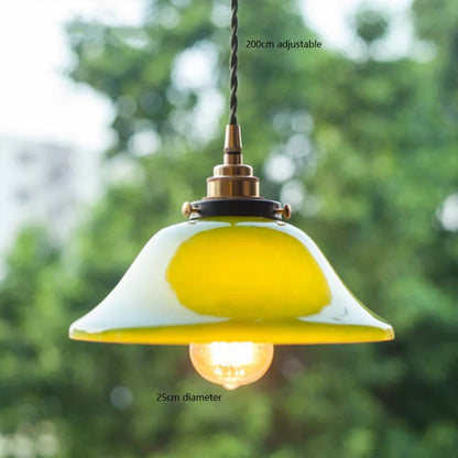 DecorBites™ Green Glass LED Pendant Light for Home Decor & Restaurant Vintage Lighting