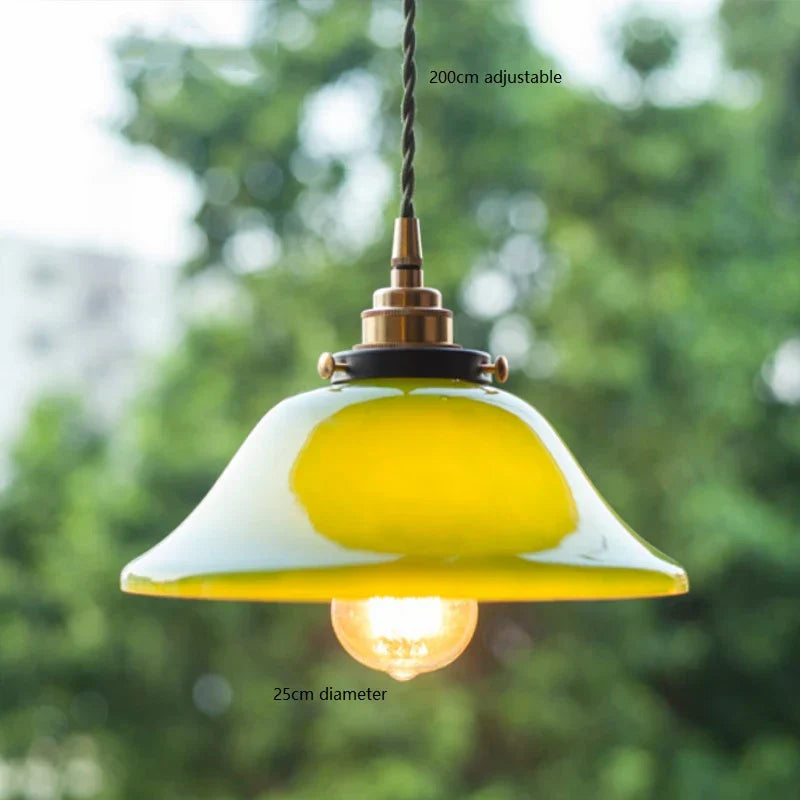Luces colgantes LED de vidrio verde Decorbites™: Lámpara colgante de estilo vintage japonés-americano
