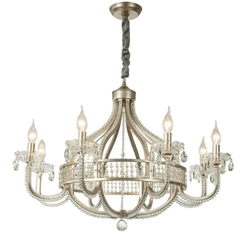 DecorBites™ Crystal Chandelier: Elegant France Chrome Pendent Lamp for Living Room, Dining Room, Bedroom