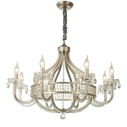 DecorBites™ Crystal Chandelier: Elegant France Chrome Pendent Lamp for Living Room, Dining Room, Bedroom