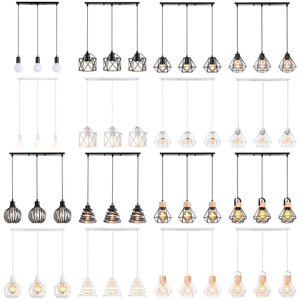 DecorBites™ Industrial Wood Pendant Chandelier for Dinning Living Room Kitchen LED Fixture