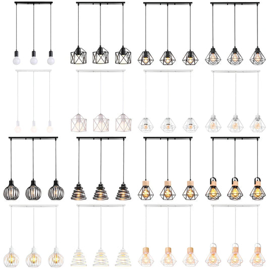 DecorBites™ Industrial Wood Pendant Chandelier for Dinning Living Room Kitchen LED Fixture