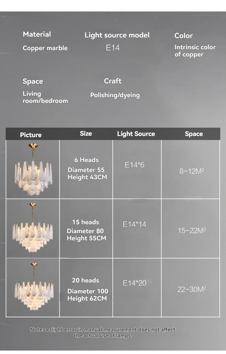 Lámpara Colgante de Mármol Francés Moderno en Cobre E14 LED Forma de Gota de Agua Candelabro para Sala de Estar Comedor Dormitorio Decoración del Hogar Luces