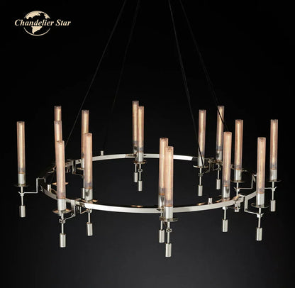 DecorBites™ LED Round Glass Chandelier for Living Dining Room Lighting