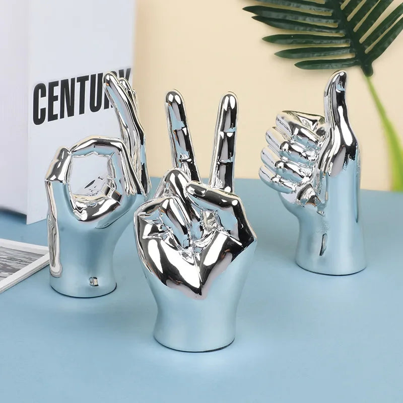 DecorBites™ Hand Love Gesture Figurine Sculpture Home Desktop Decor