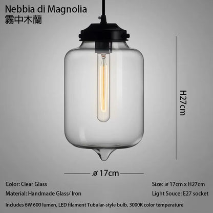Handmade Glass Nordic Pendant Light With Chrome Finish