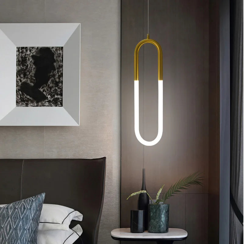 Lámpara colgante LED Gold Black de Decorbites™: Cabezal único/doble, lámpara colgante de línea larga