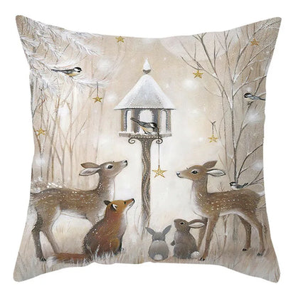 DecorBites™ Christmas Soft Plush Cushion Cover Cute Rabbit Deer Pillowcase 45x45cm