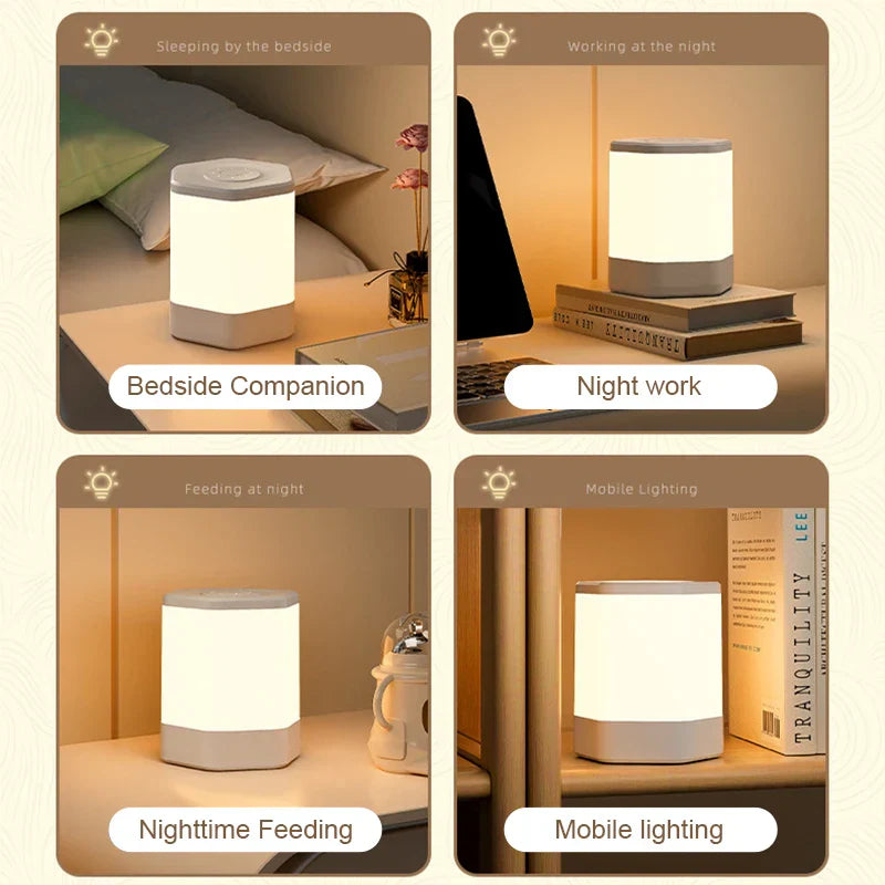 DecorBites™ LED Night Light USB Lamp for Bedside Table, Human Touch Control, Bedroom Lighting