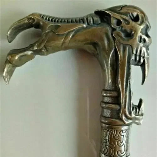 DecorBites™ Gothic Bronze Evil Person Statue Cane Walking Stick Head