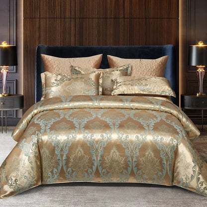 DecorBites™ Jacquard Satin Summer Bedding Set - Elegant & Skin Friendly Duvet Cover - Single/Double Size