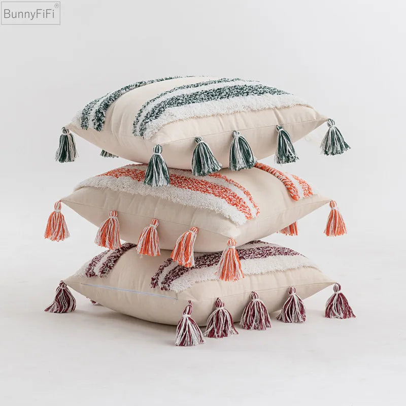 غطاء وسادة منقوش مخطط باللون الأزرق والرمادي من DecorBites™ مقاس 45×45 سم/30×50 سم لتزيين المنزل