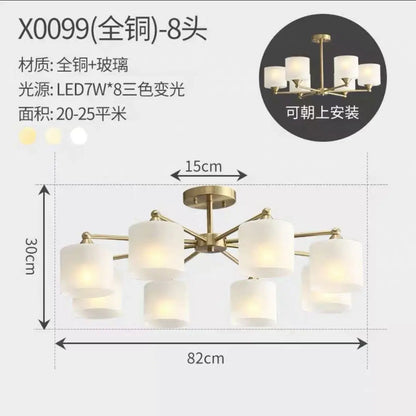 DecorBites™ LED Black/Gold Ceiling Chandelier with Lampshade for Elegant Living Room Decor