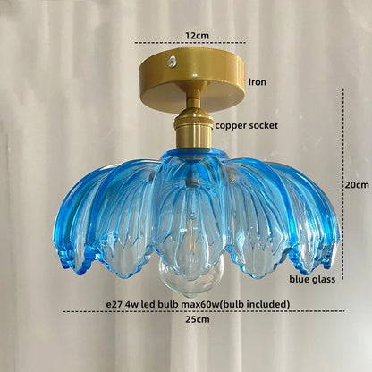 DecorBites™ Green Glass LED Ceiling Light Modern Iron Copper Lampara Techo for Home Decor